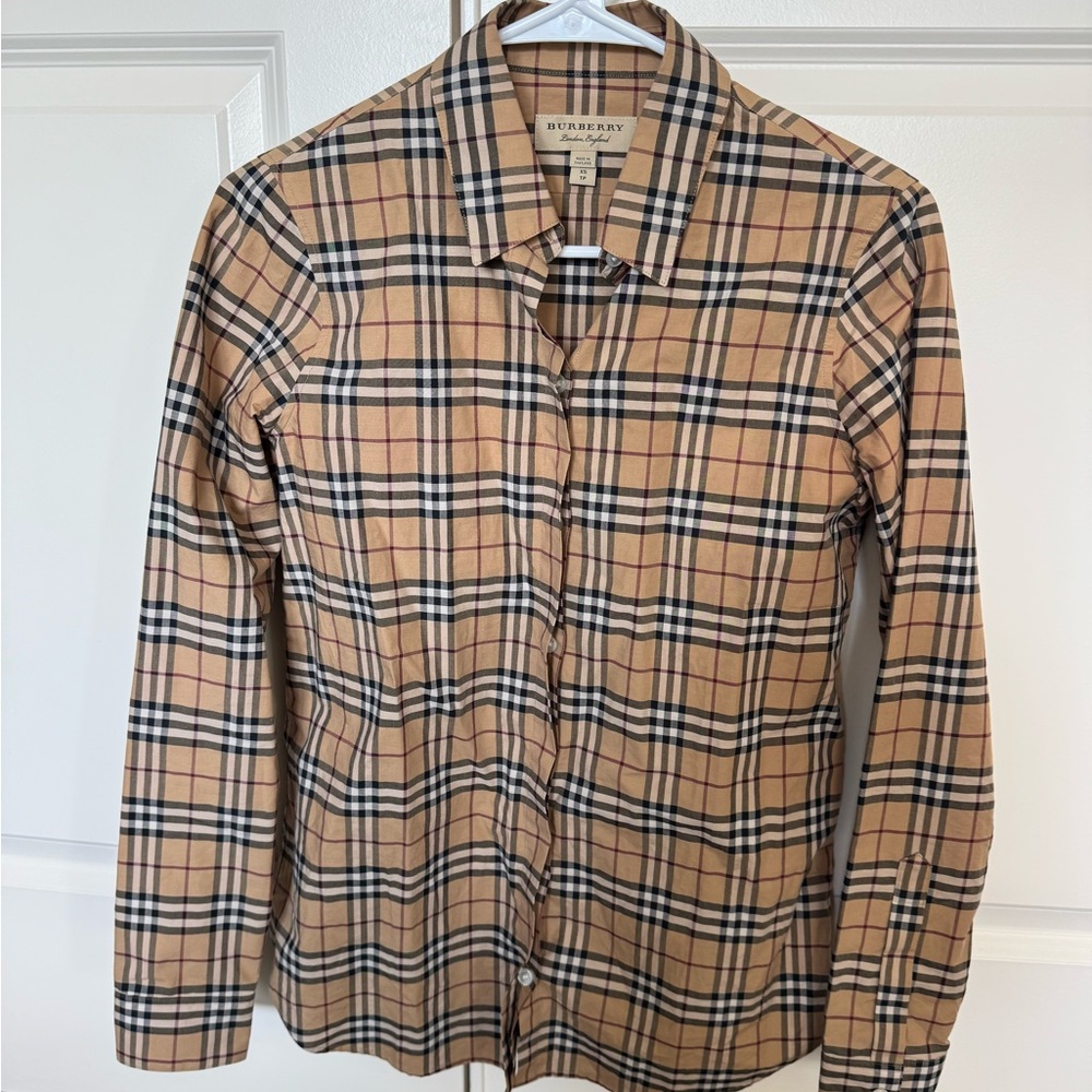 Burberry Tan and Black Casual Button Down Shirt